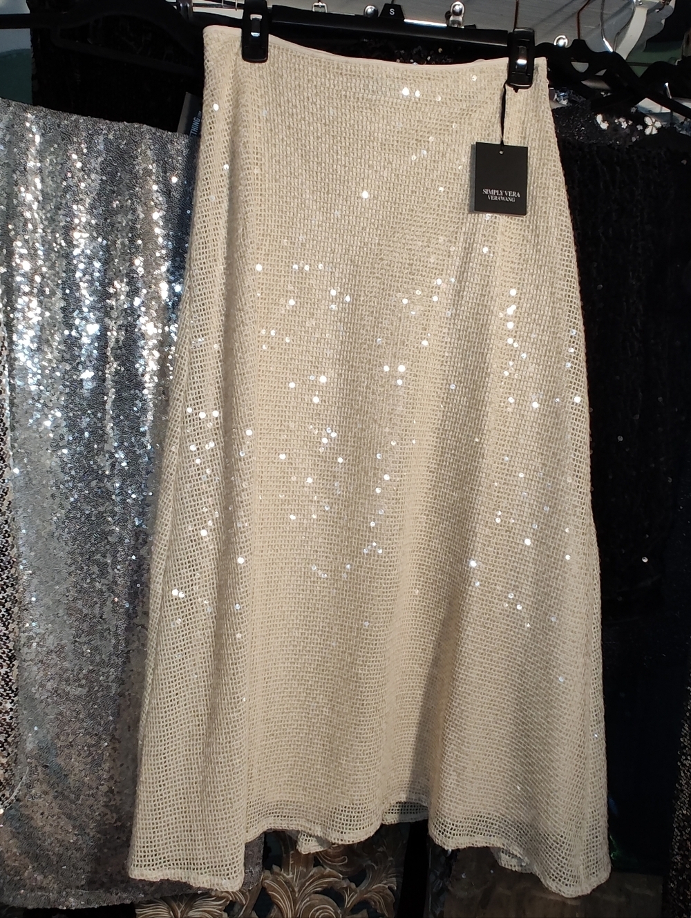 Simply Vera Vera Wang Ivory Sequin A-Line Skirt - Picture 6 of 15